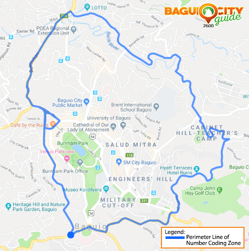 Number coding scheme in Baguio City Perimeter line