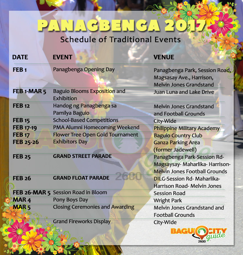 Panagbenga 2017 Schedule of Activities 
