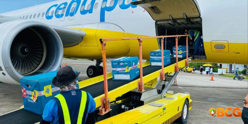 Cebu Pacific Plane being loaded with the vaccine