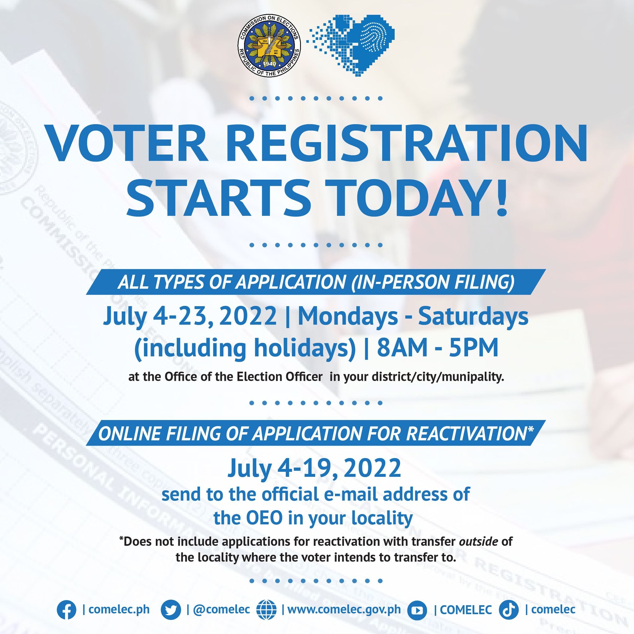 COMELEC Resumes Voter Registration; Here's How BCG