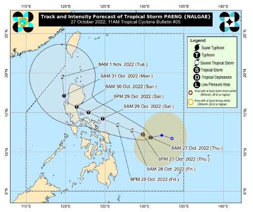 Tropical Storm PAENG Forecast Track