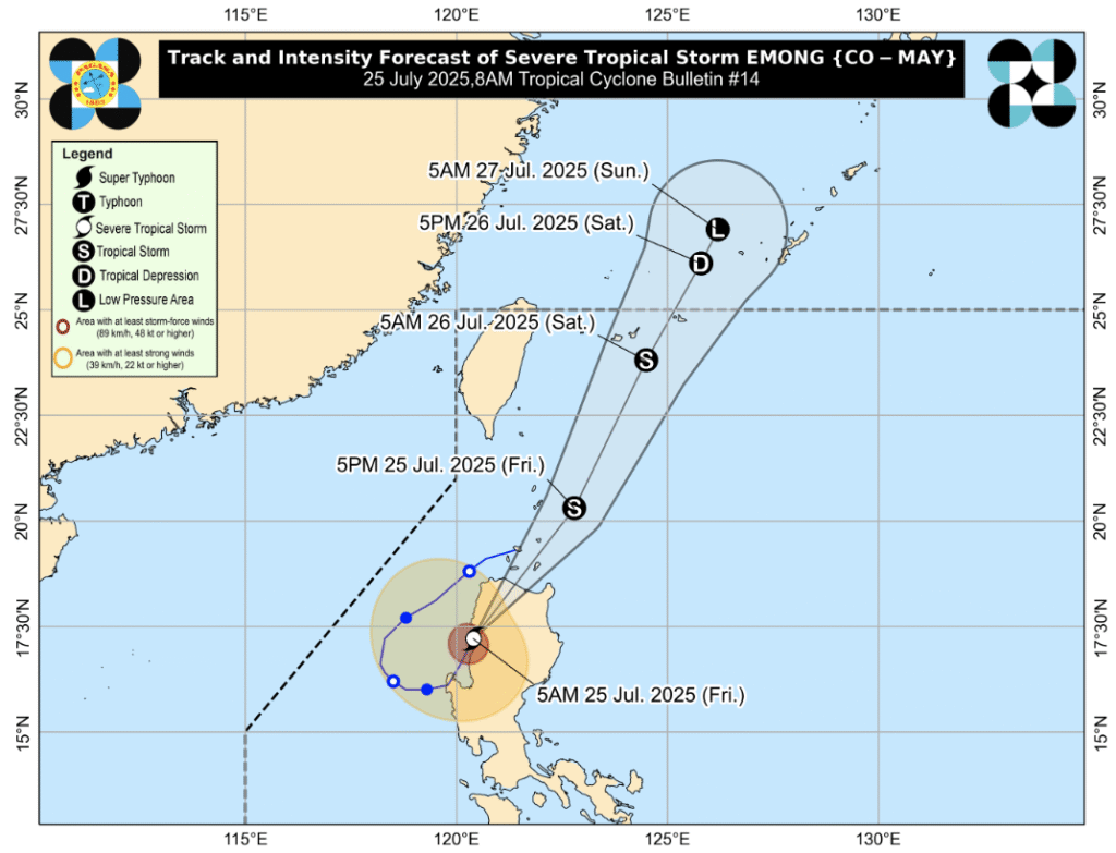 Emong Forecast Track July 25, 2025 8AM