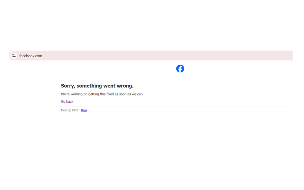 Facebook, Messenger, and Instagram logos with a broken connection symbol indicating service outage.