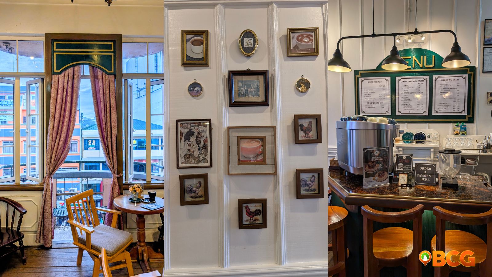 Cozy interior of Guest Haven Cafe in Baguio, featuring wooden decor and warm lighting.