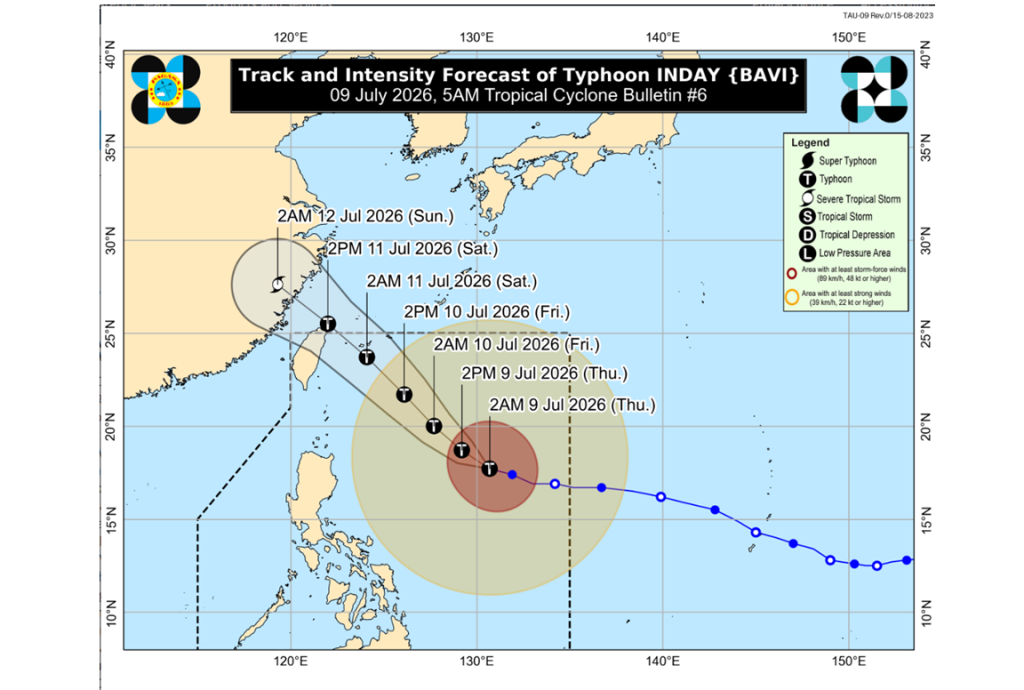 Typhoon Inday weakens, poses ongoing threat to Northern Luzon; Signal No. 1 issued for affected areas.
