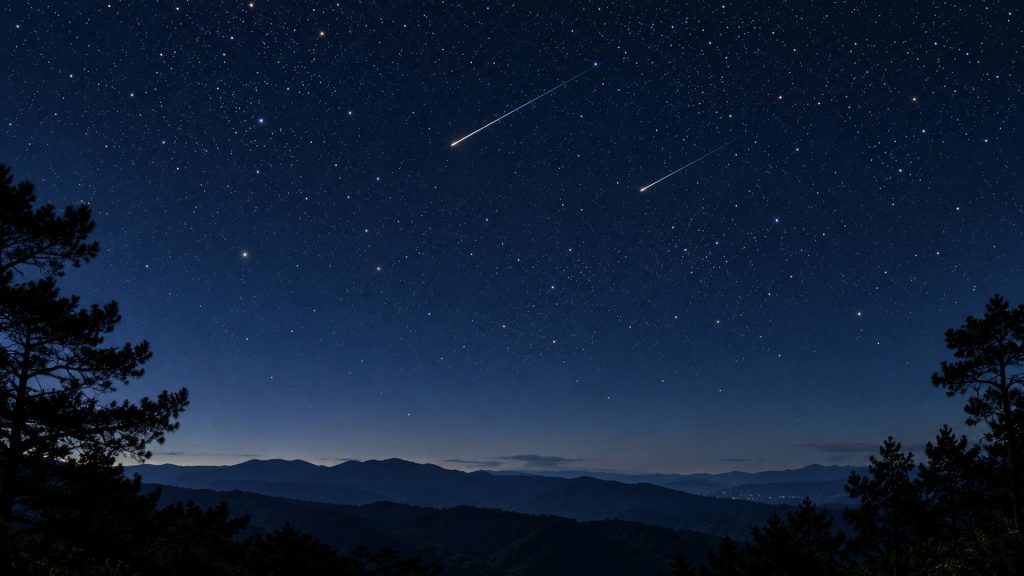 Brilliant Orionid meteors streak across the night sky in October 2026, highlighting celestial wonders near Saturn and the Moon.