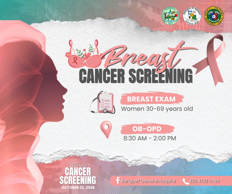 Free breast cancer screening event at Benguet General Hospital on October 22.