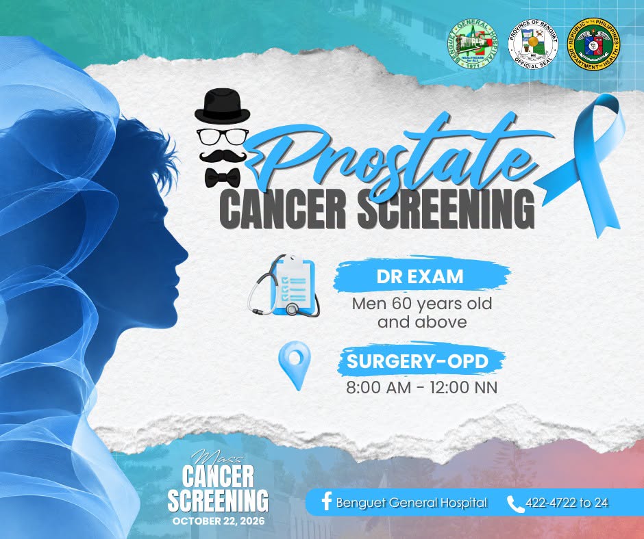 Free prostate cancer screening event at Benguet General Hospital on October 22.