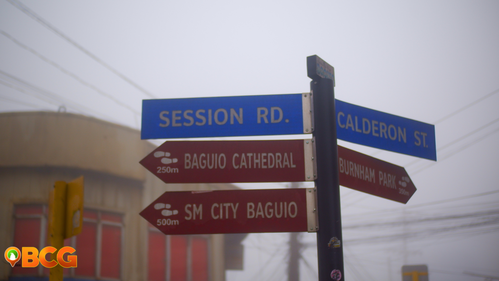 Colorful signages along Session Road in Baguio, showcasing the area's redevelopment project.